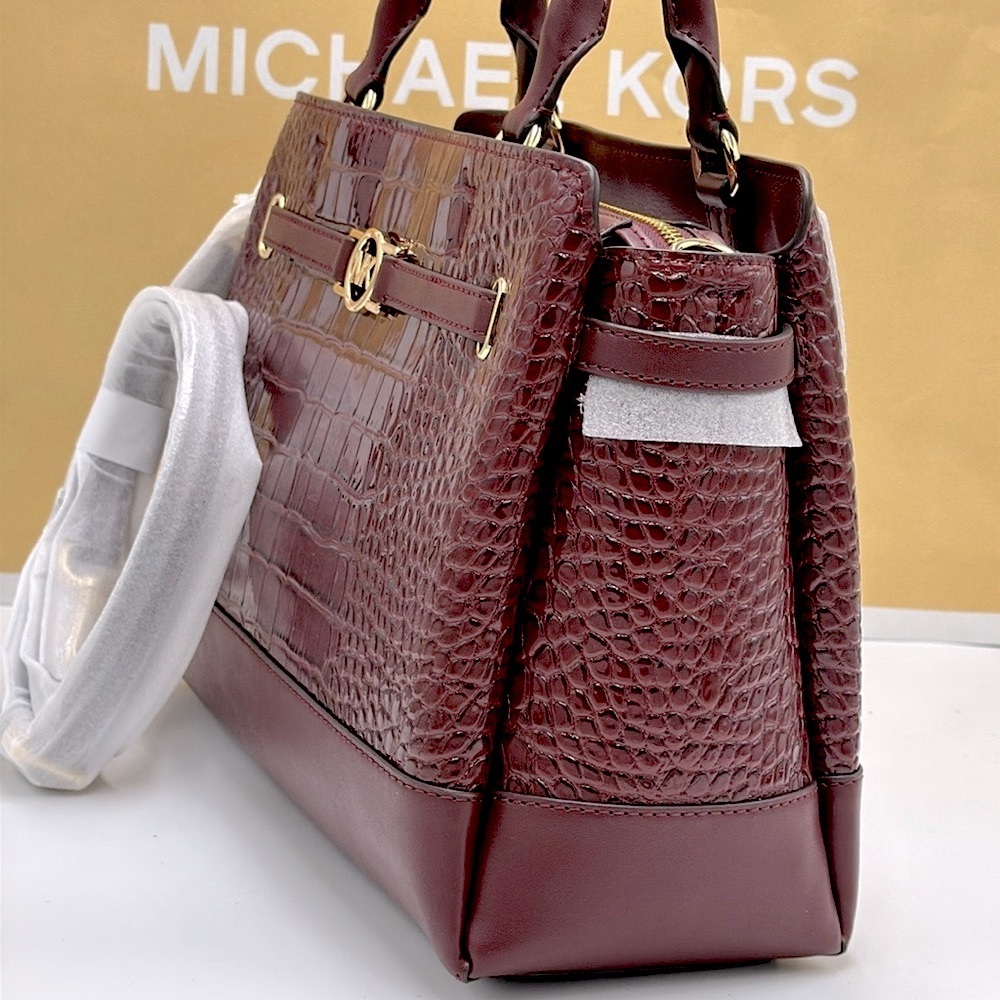 MICHAEL KORS Reed Large Leather Belted Satchel Crossbody Handbag Center … - Picture 7 of 16